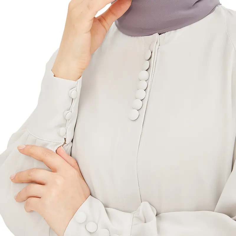 Flared Button White Muslim Abaya Online
