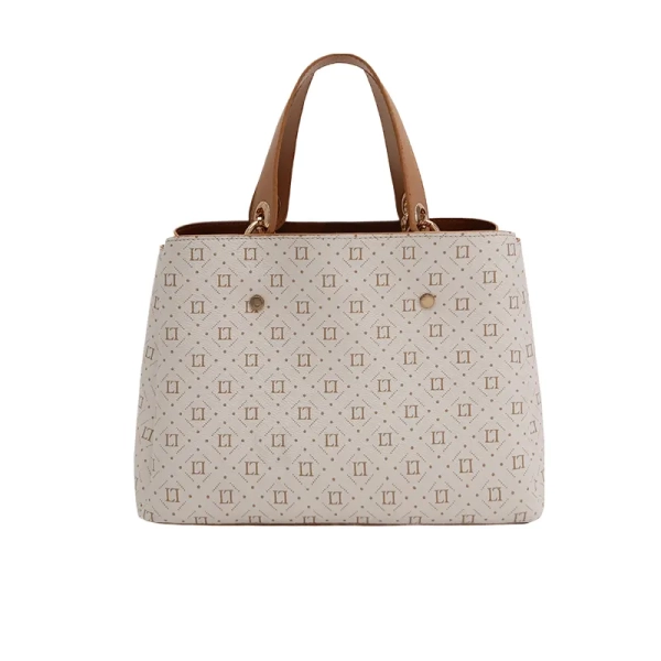 Cream & Tan Designer Shoulder Hand Bag