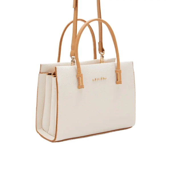 Women’s Cream Textured Top Handle Bag