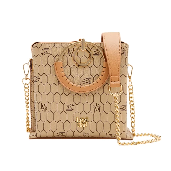 Women’s Beige Luxury Patterned Hand Bag