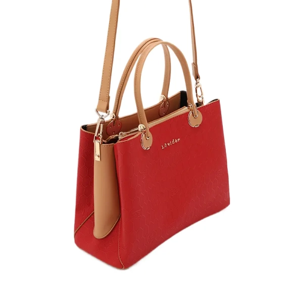 premium red top-handle tote bag for ladies