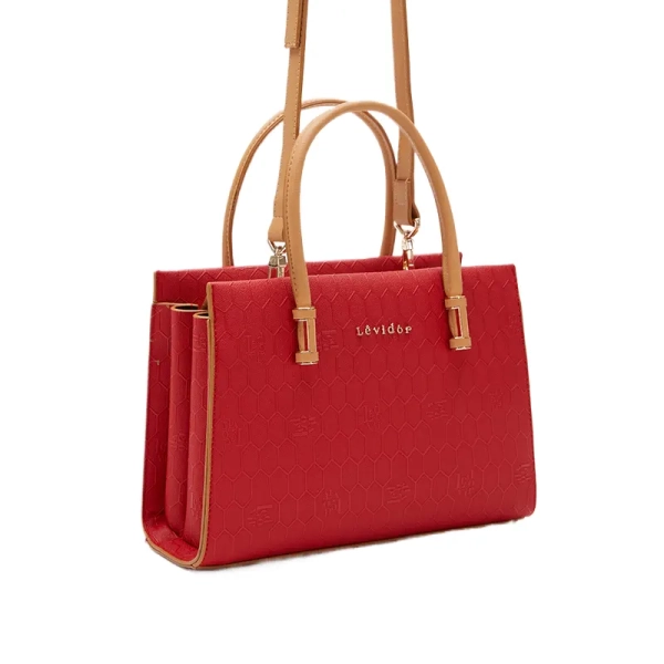 chic red top-handle handbag for women