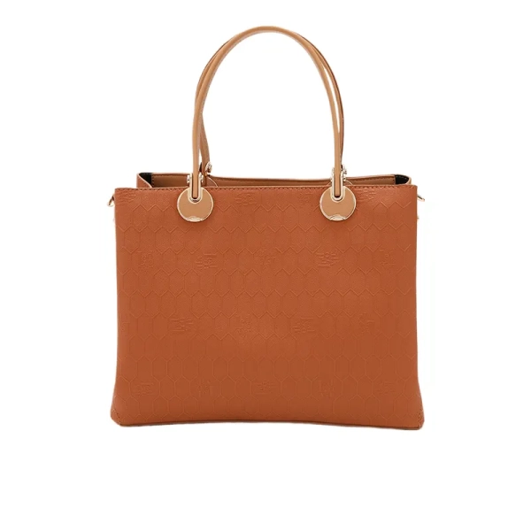 Tan Medium Top Handle Tote Bag