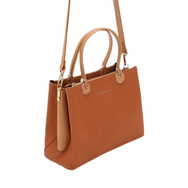 luxurious tan top-handle tote bag for ladies