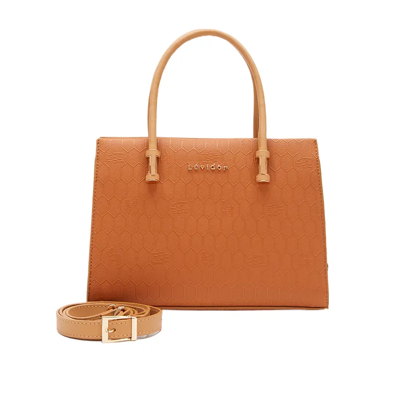 Women’s Tan Textured Top Handle Bag