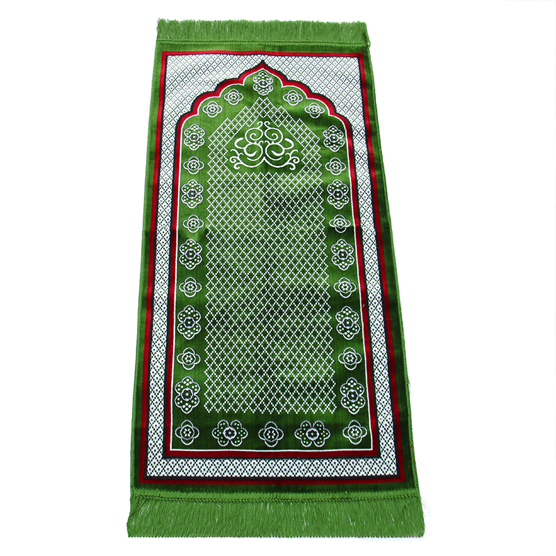 Green And White Design Muslim Prayer Rug