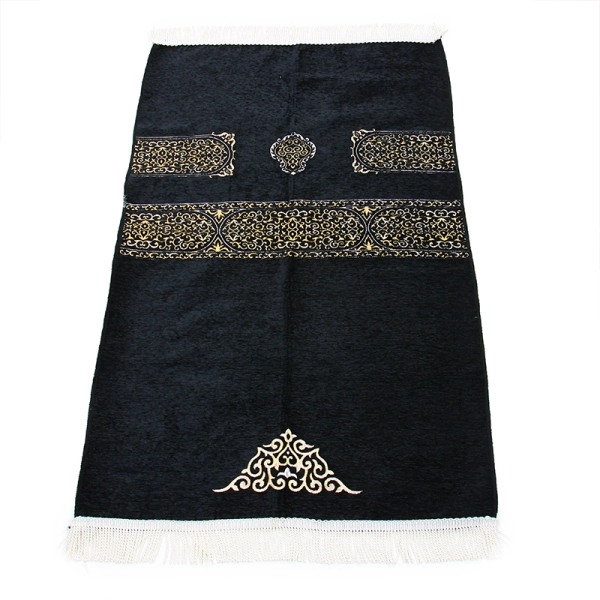 Kaaba Design Black Muslim Prayer Rug