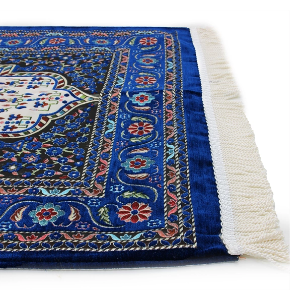 blue traditional design Muslim prayer mat