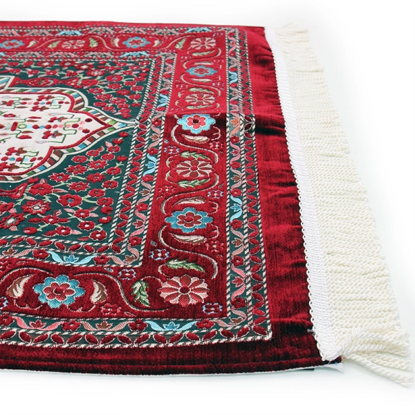 maroon traditional design Muslim prayer mat