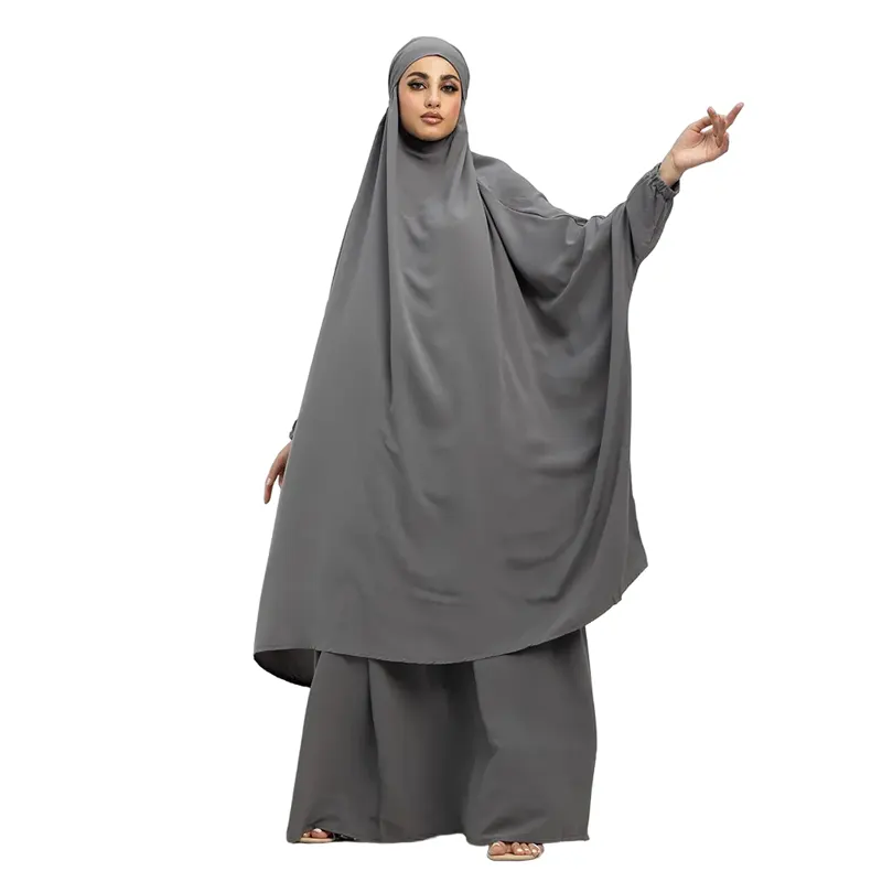 Two Piece Dark Grey Muslim Jilbab
