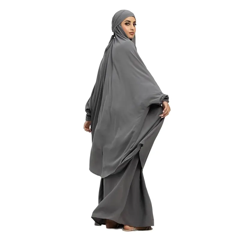 dark grey Two Piece free-size Jilbab