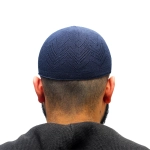 Navy Knitted Cotton Prayer Cap for Muslim Men