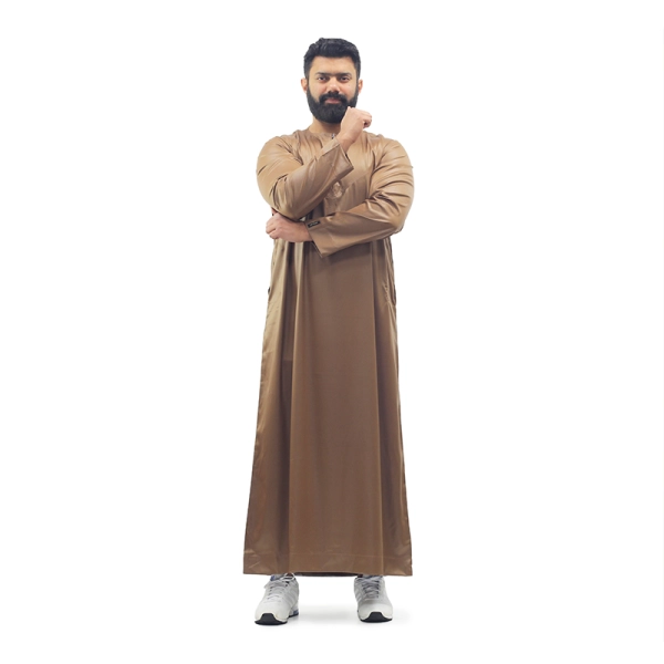 Omani Brown Men Satin Thobe