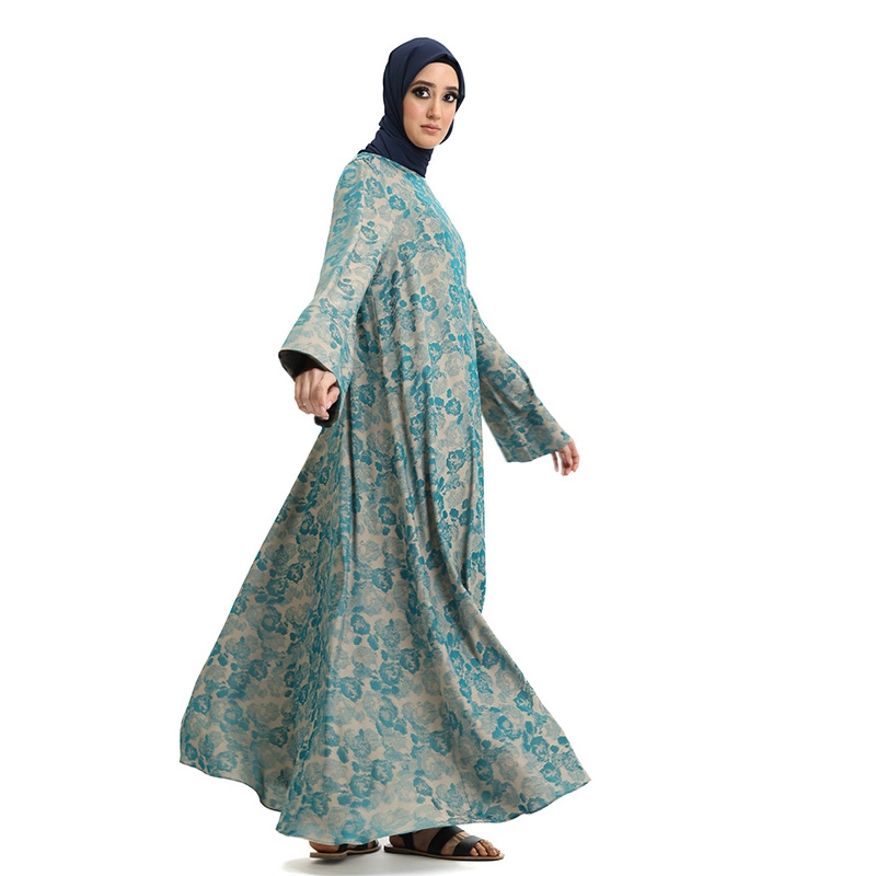 Women's Green Floral Muslim Abaya