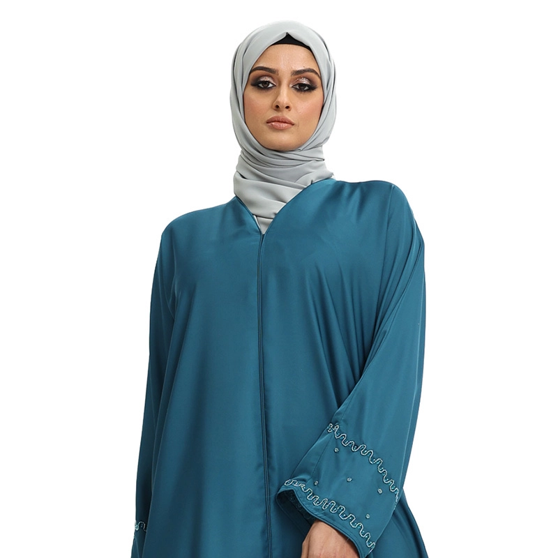 teal Embroidered Sleeve abaya