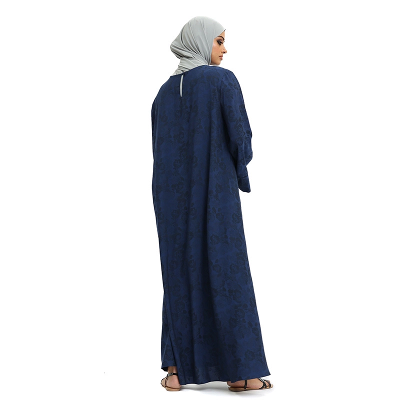 navy blue floral Muslim abaya