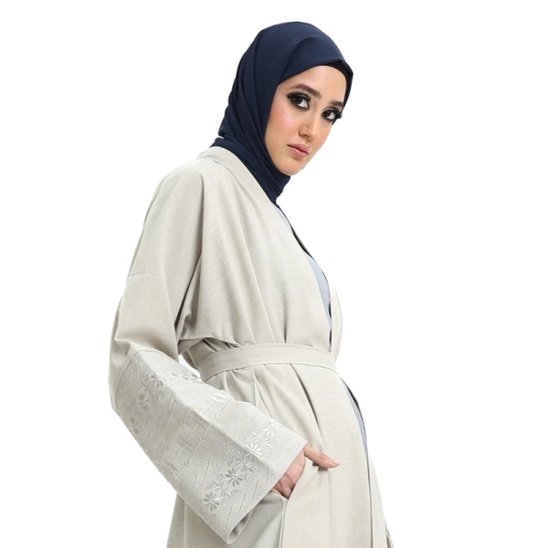 women's linen abaya in cream