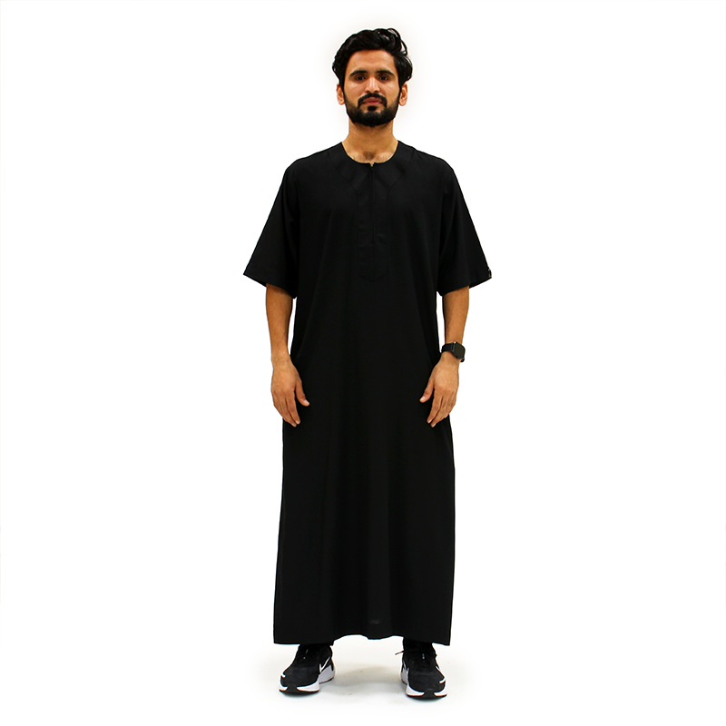 Omani Short Sleeve Black Thobe