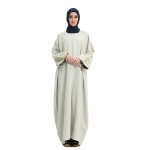 Linen Embroidered Sleeved Pistachio Abaya