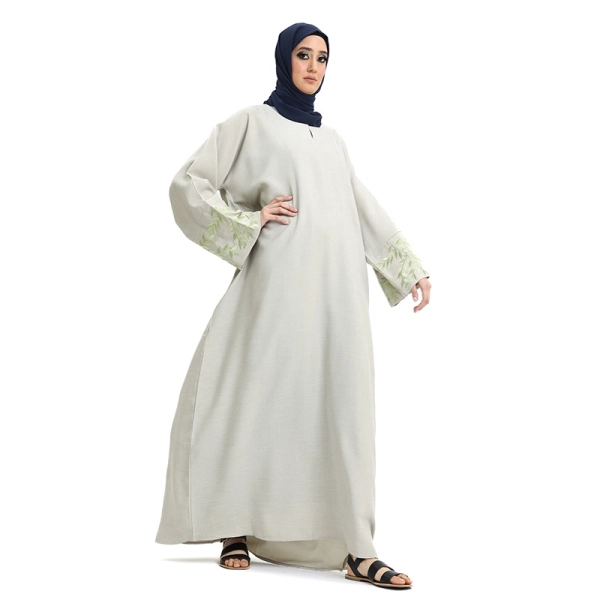 Buy Linen Pistachio Muslim Abaya