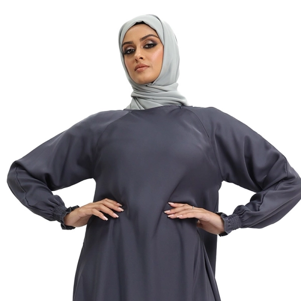 gray Nida fabric abaya