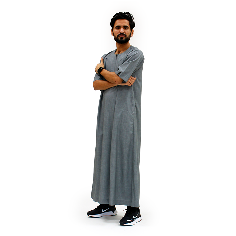 Grey Men Omani Short Sleeve Thobe