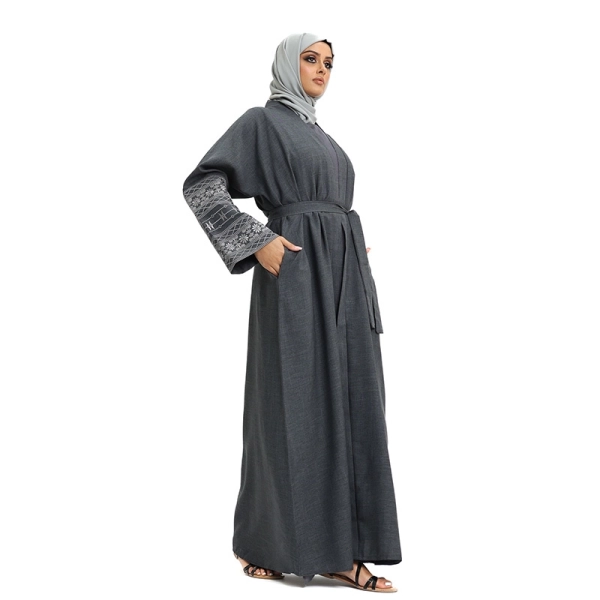 women's linen abaya in grey