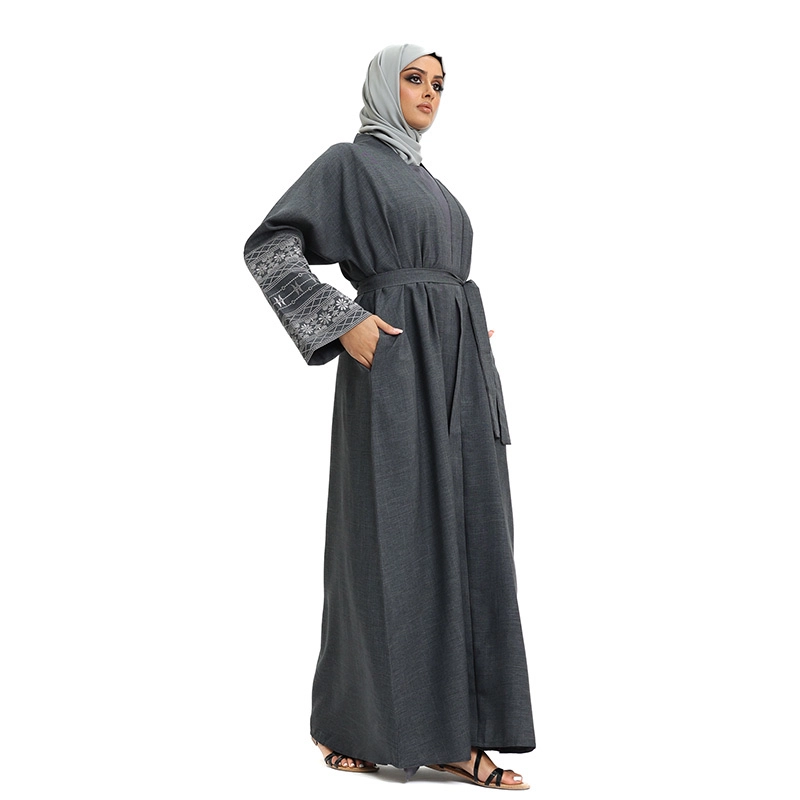 women’s linen abaya in grey