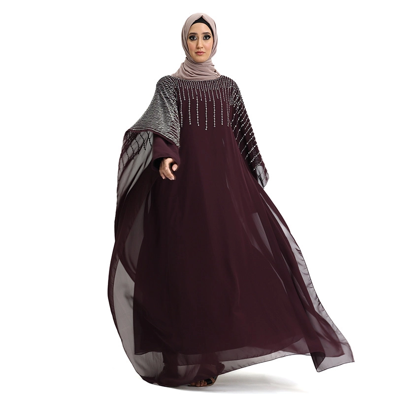 Buy Detailed Belted Plum Muslim Abaya