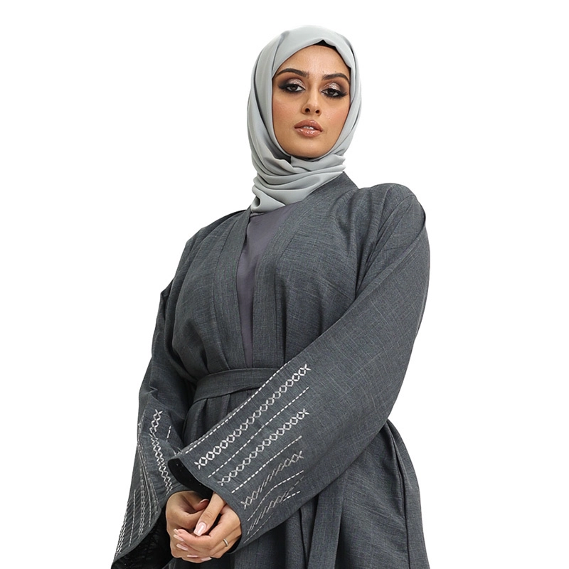 women's linen abaya Grey