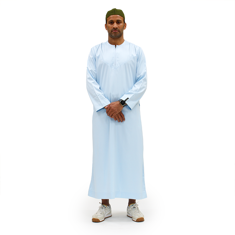 Baby Blue Satin Omani Men Thobe
