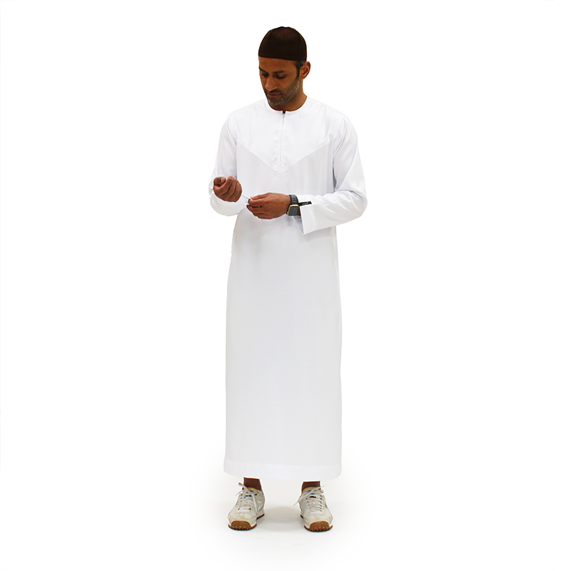 white premium satin Omani thobe