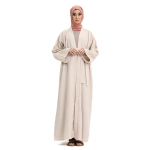 Women's Linen Peach Open Abaya