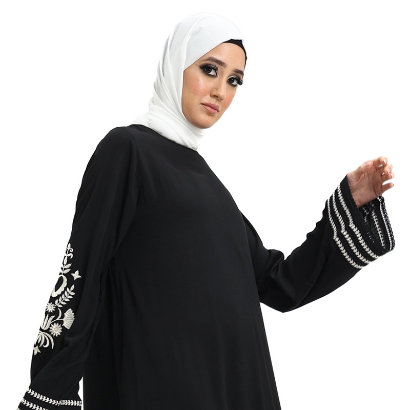 Black & White Embroidered Abaya