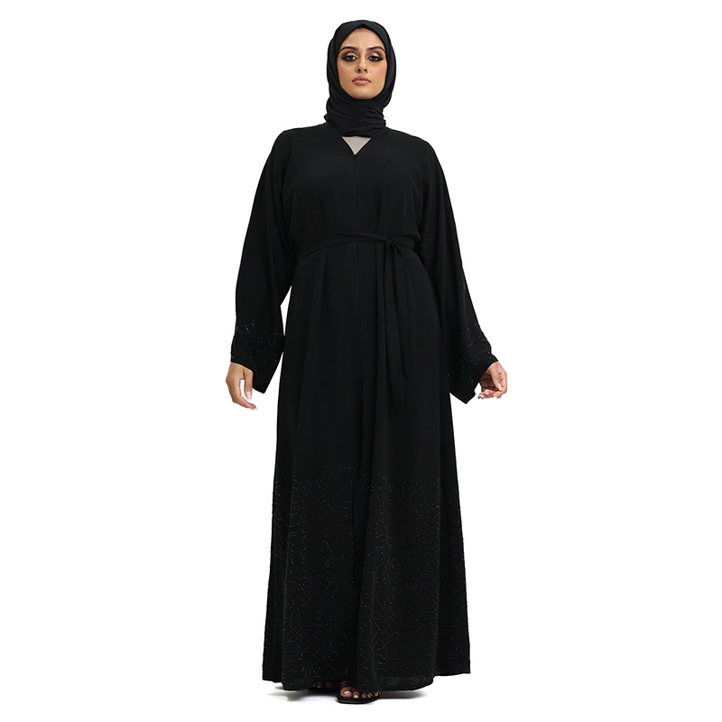 Aminah Black Button Black Abaya