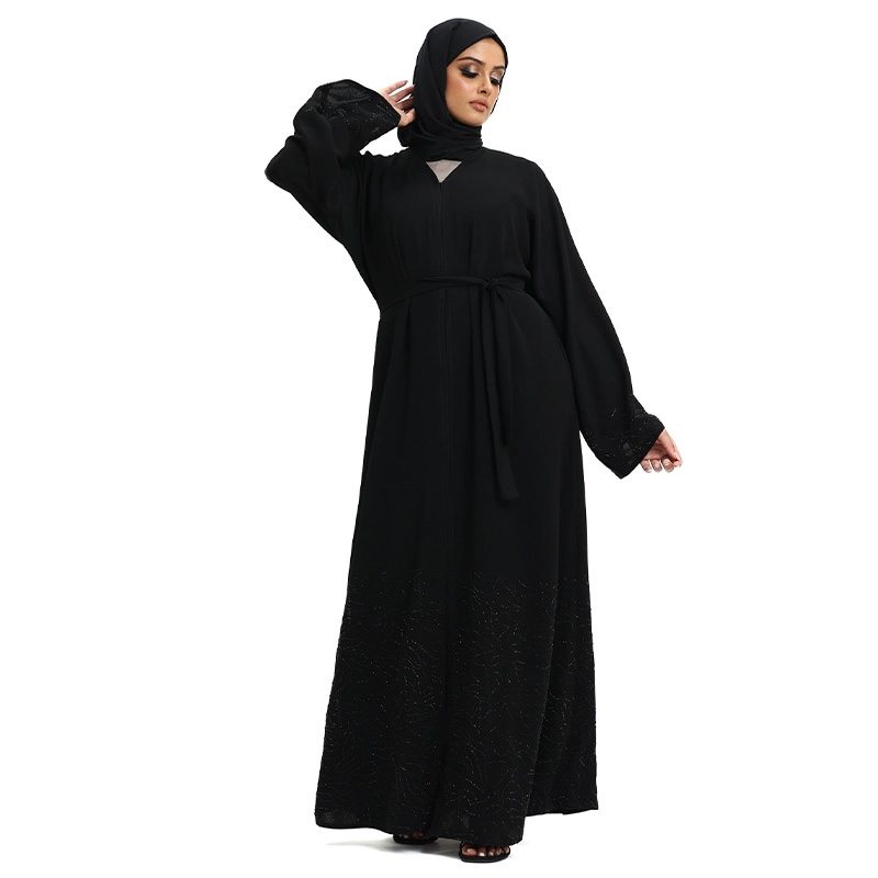 Aminah Detailed Button Black Abaya