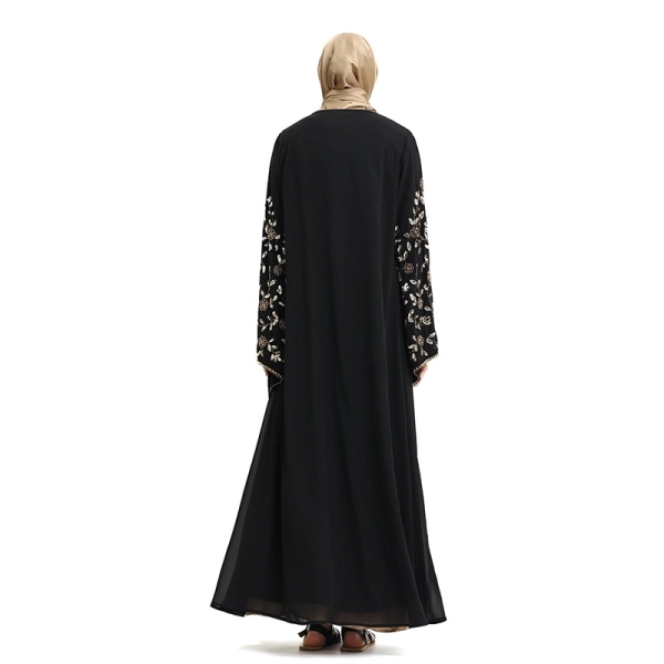 Chiffon Black Gold Beaded Kimono