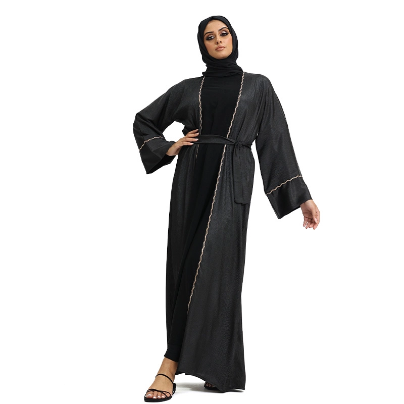 Black Detailed 2 Piece Muslim Abaya