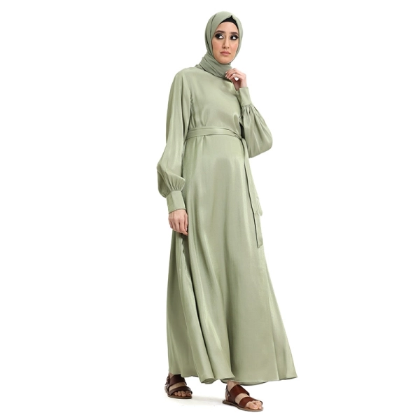 Belted Pistachio Abaya Dress