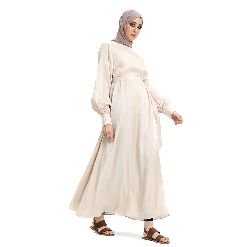 moonlight belted and puffed sleeves abaya