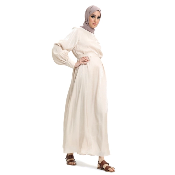 Belted Ivory Abaya Dress