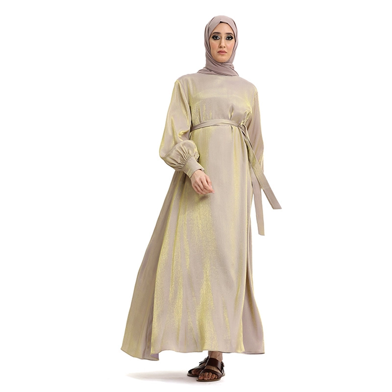 Moonlight Belted Gold Abaya Dress