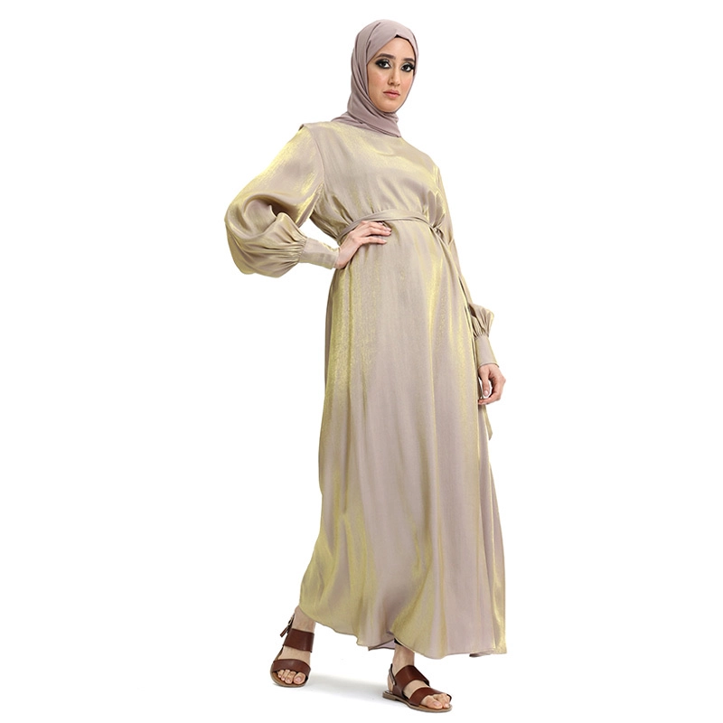 Moonlight Belted Gold Muslim Abaya