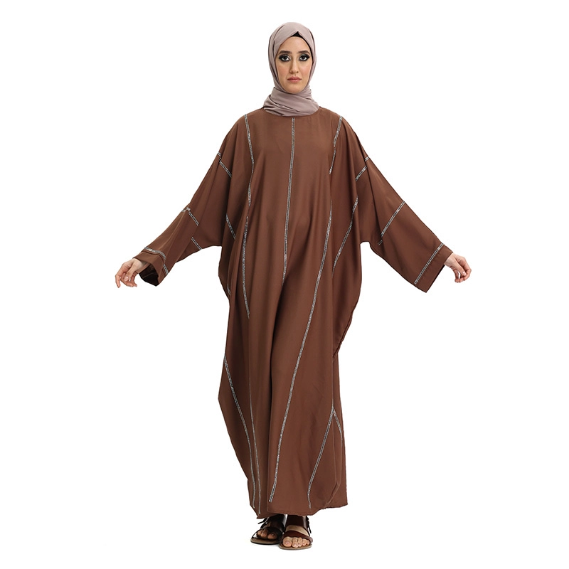 brown Sequence batwing prayer abaya