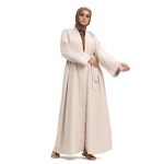 Linen Pastel Peach Open Abaya