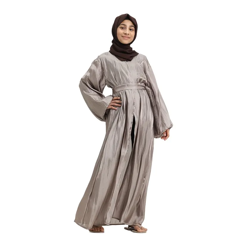 Mocha Muslim Girl Organza Kimono