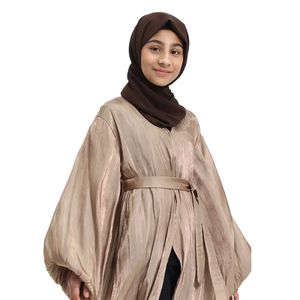 Gold Muslim Girl Organza Kimono