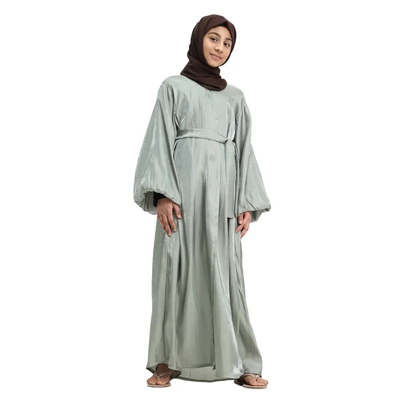Sage Muslim Girl Organza Kimono