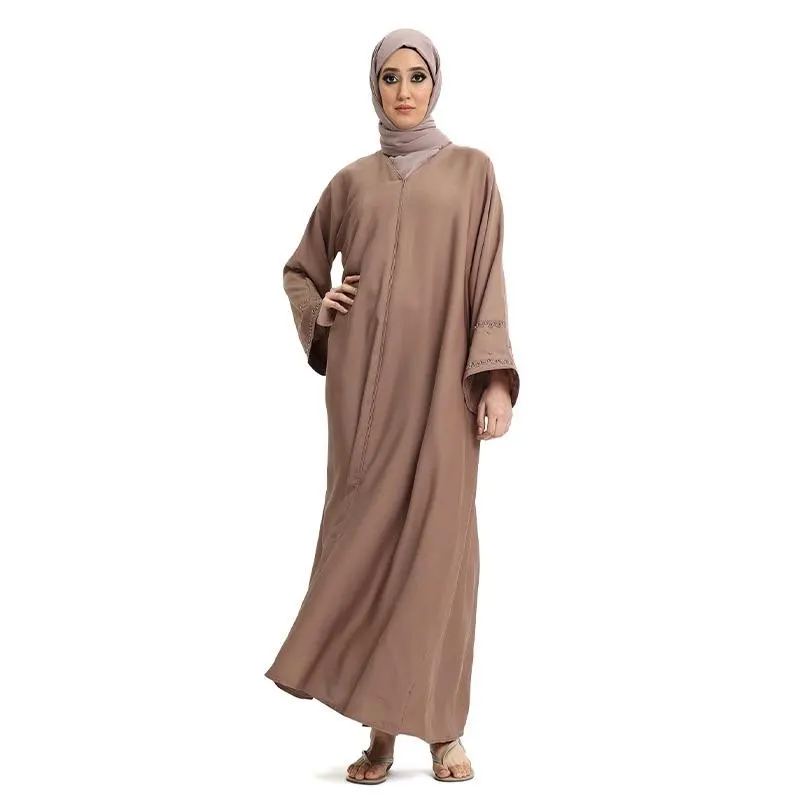 Faiza Beaded Sleeve Mauve Abaya