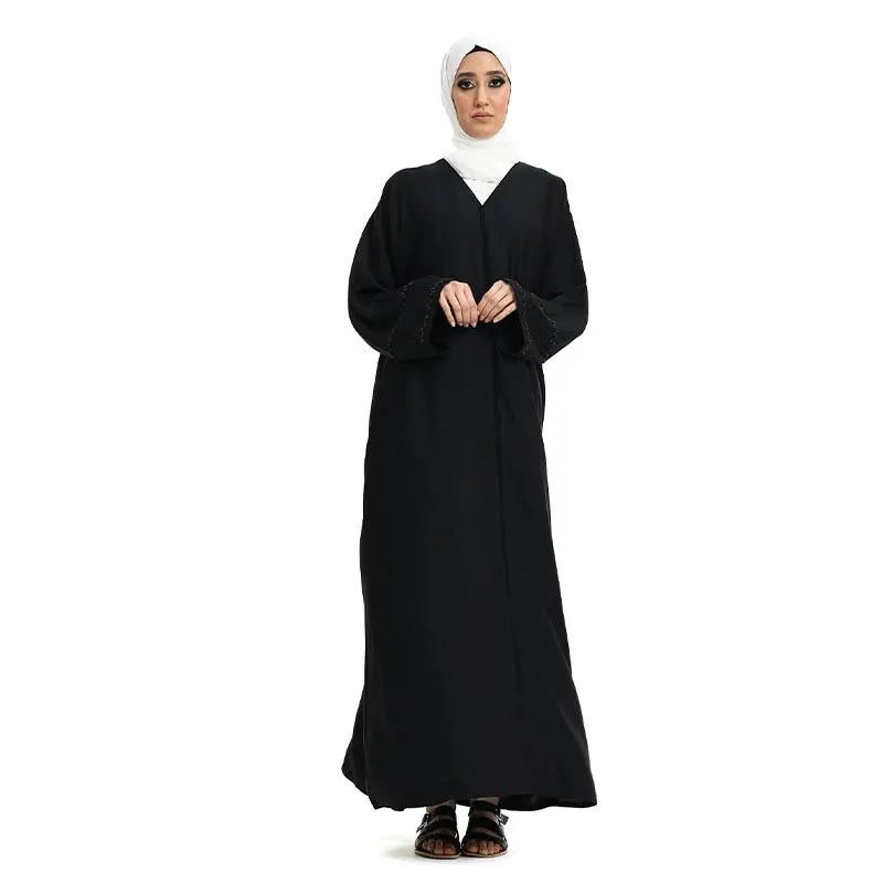 Faiza Beaded Sleeve Black Abaya